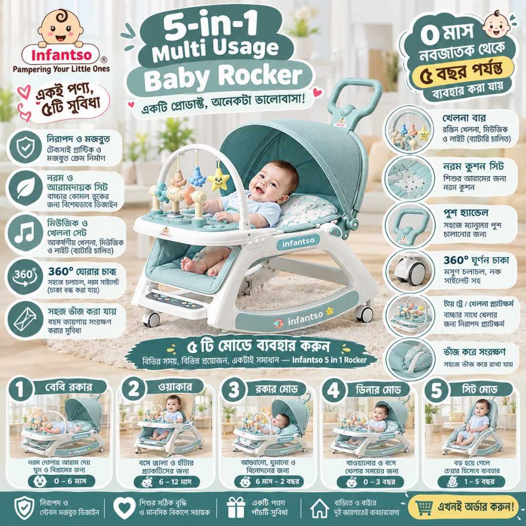 ৫,ইন,১,মাল্টিফাংশনাল,বেবী,চেয়ার,(5,IN,1,Multifunctional,Baby,Chair)