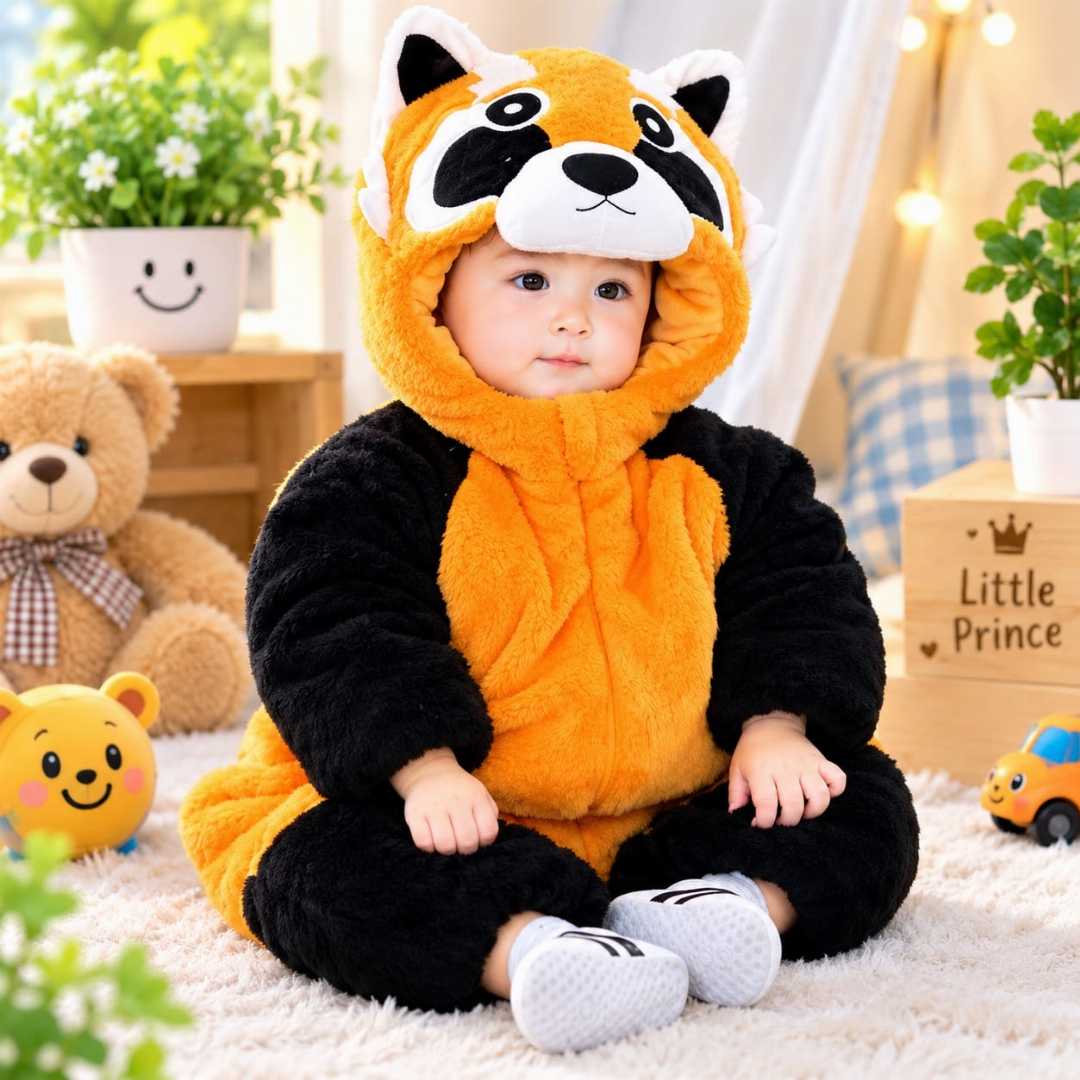 Winter,Hooded,Jumpsuits,Fox,Design,Romper