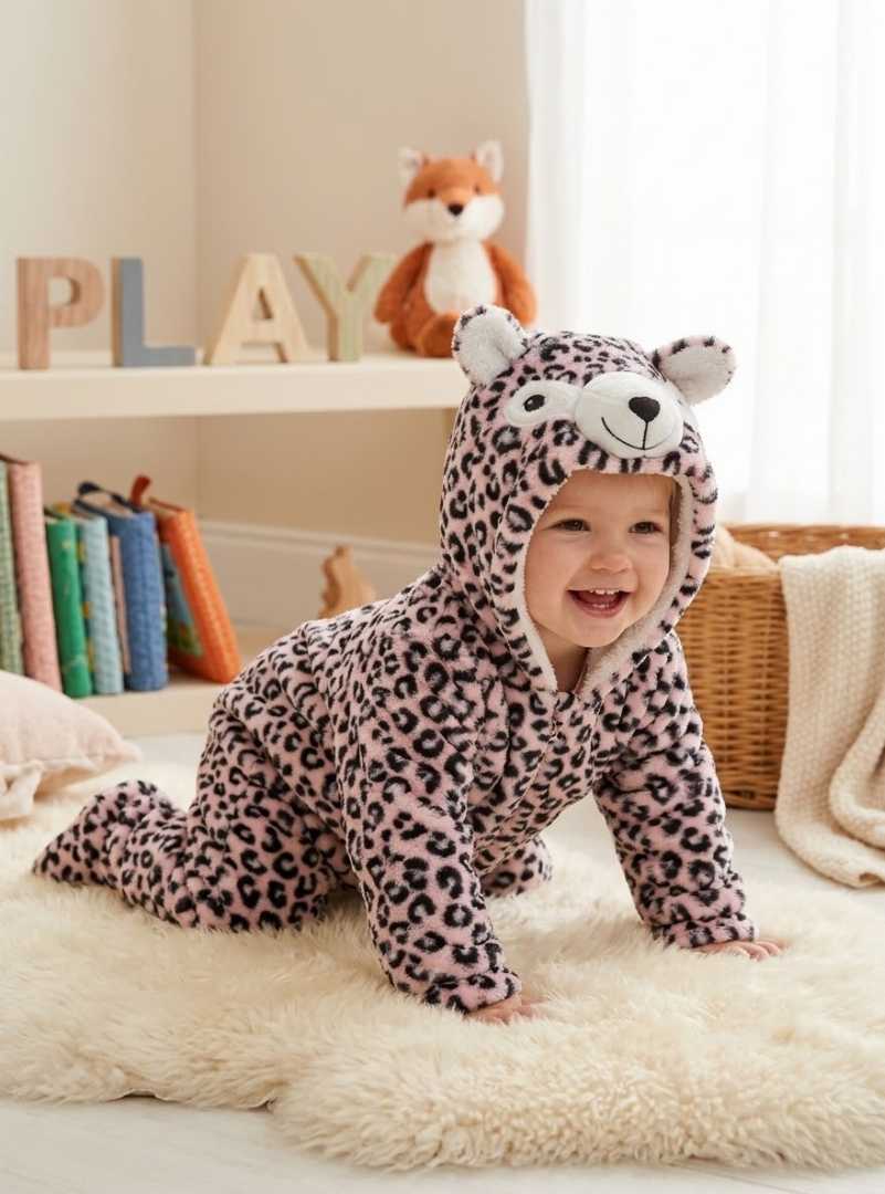 Winter,Hooded,Jumpsuits,Fox,Design,Romper